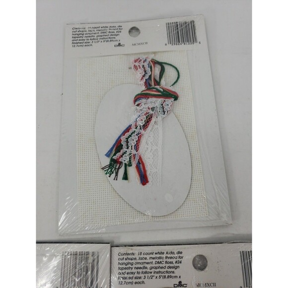 Lace Ornament Kits VTG 1992 Designs For The Needle Sealed NOS Bear Kitty Sampler - Picture 8 of 15